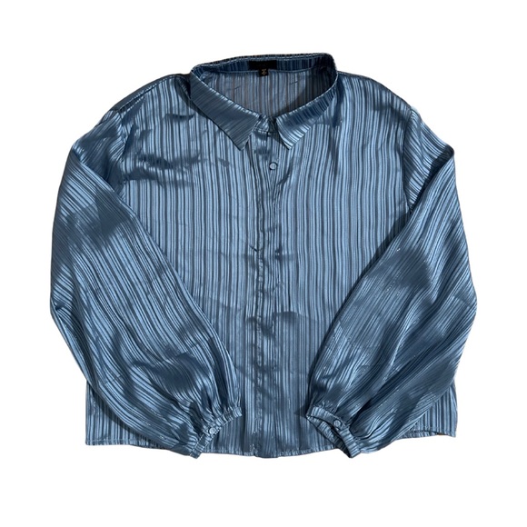 Metallic blue button down by On Twelfth - Picture 1 of 7